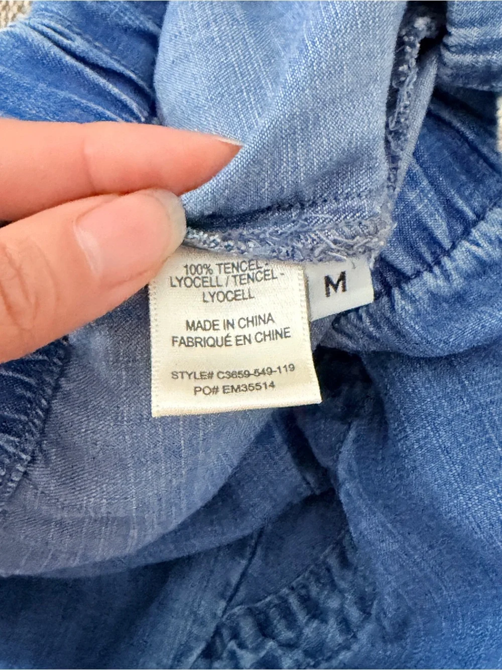 Cloth & Stone Light Blue Drawstring Chambray Pants - Picture 9 of 14